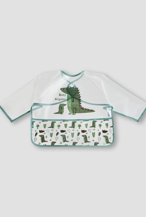 Juniors Alligator Print Apron Bib with Long Sleeves