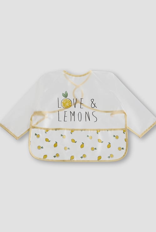 Juniors Lemon Print Apron Bib with Long Sleeves