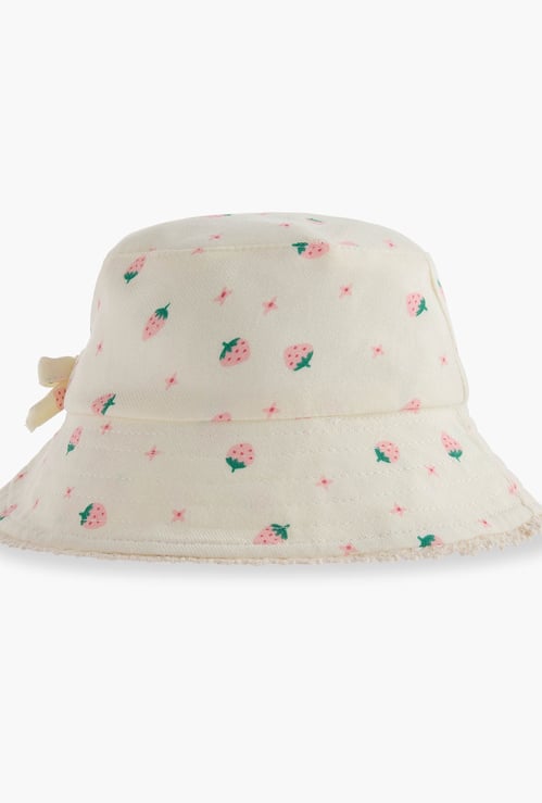 Juniors Strawberry Print Bucket Hat