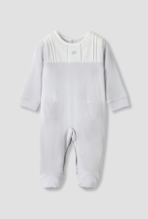 Giggles Textured Sleepsuit with Long Sleeves and Pockets
