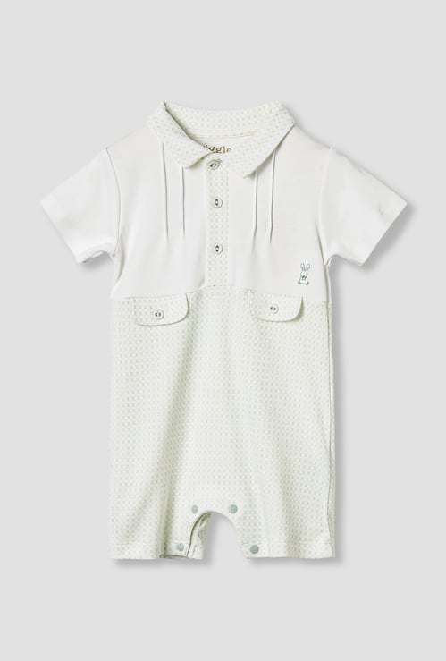 Giggles Printed Romper with Short Sleeves
