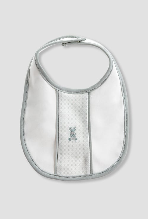 Giggles Bunny Embroidered Bib with Button Closure
