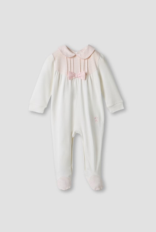 Giggles Bow Accent Collared Closed Feet Sleepsuit