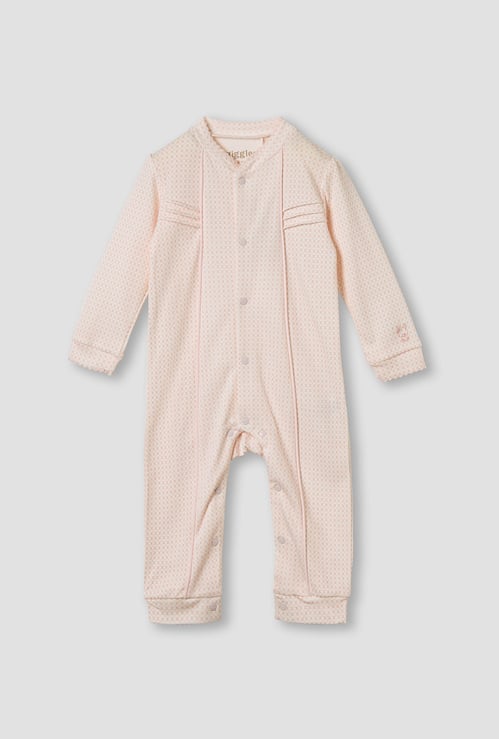Giggles Printed Sleepsuit with Pintuck Detail