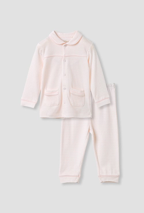 Giggles Printed Peter Pan Collar Shirt and Pyjama Set