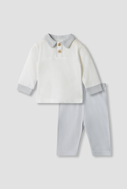 Giggles Textured T-shirt and Pyjama Set