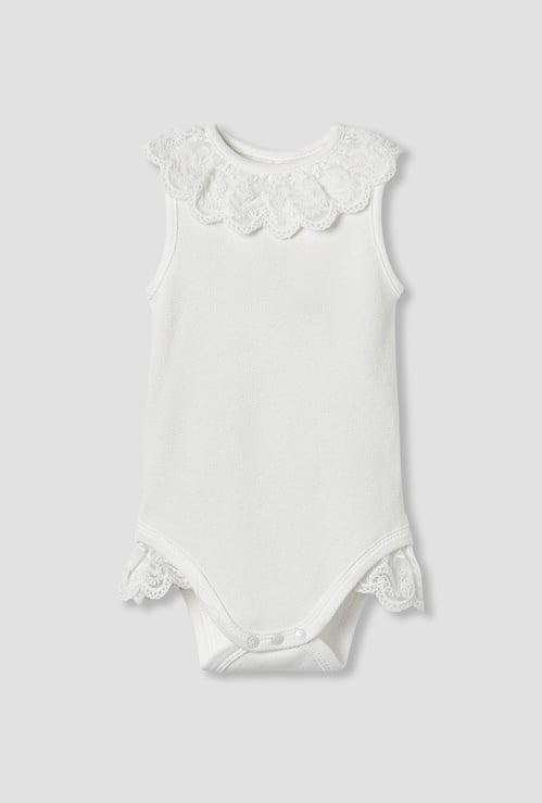Giggles Lace Trim Sleeveless Bodysuit