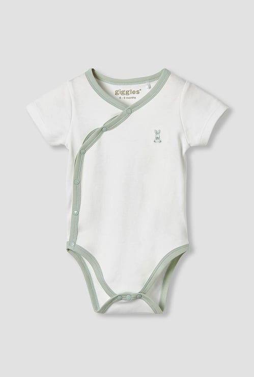 Giggles Bunny Embroidered Bodysuit with Short Sleeves