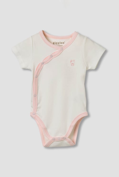 Giggles Embroidered Wrap Front Bodysuit