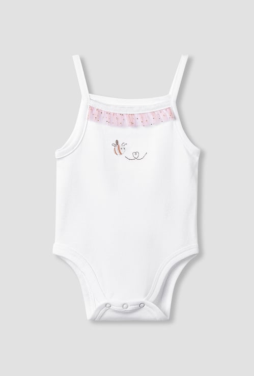 Giggles Bee Embroidered Sleeveless Bodysuit