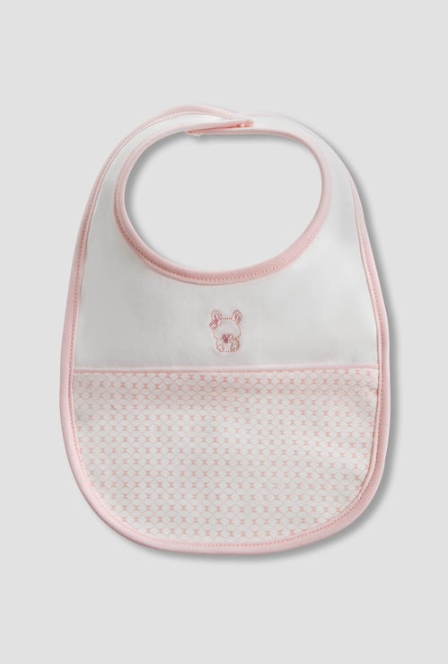 Giggles Embroidered Bib with Snap Button Closure