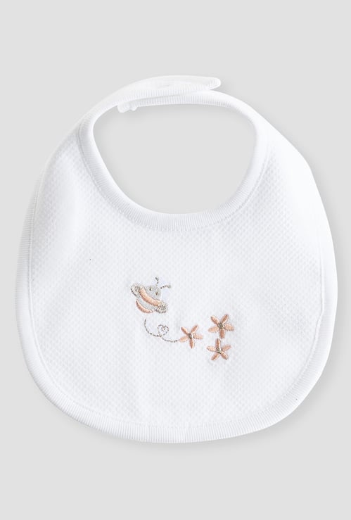 Giggles Embroidered Bib with Button Closure