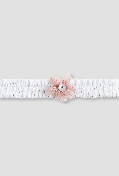 Giggles Embellished Headband with Floral Accent