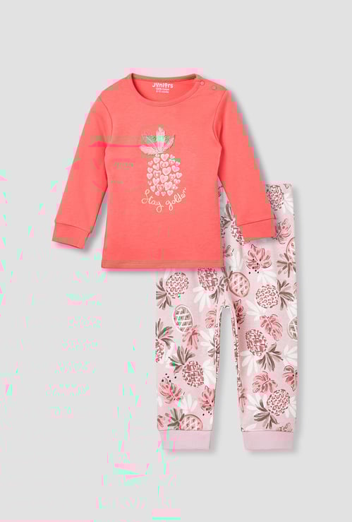 Juniors Pineapple Print T-shirt and Pyjama Set