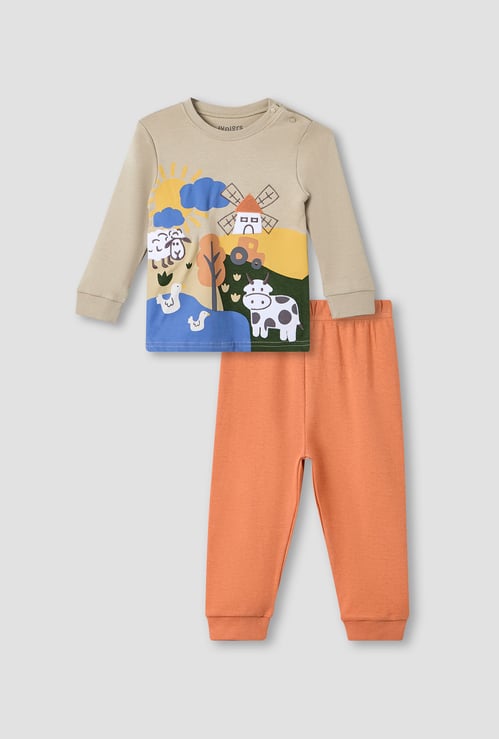 Juniors Farmyard Print T-shirt and Pyjama Set