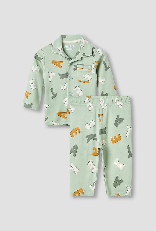 Juniors Alphabet Print Shirt with Pyjama Set