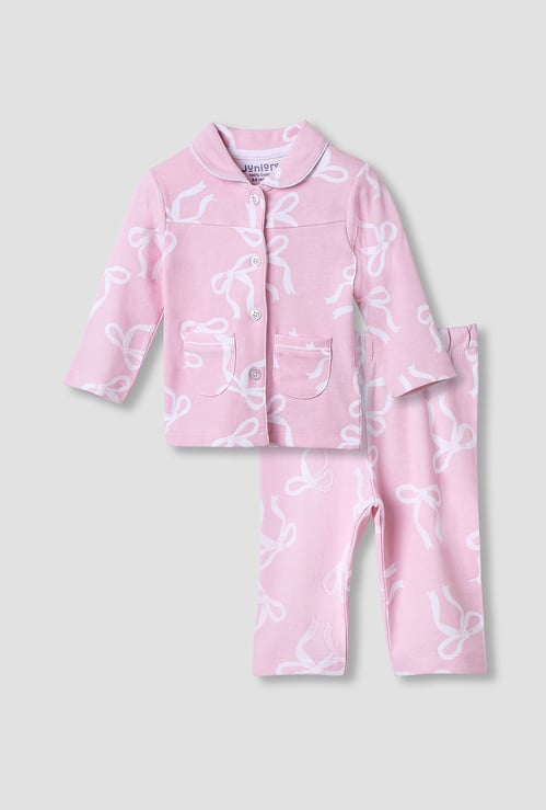 Juniors Bow Print Shirt and Pyjama Set