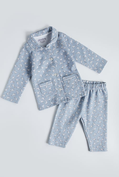Juniors Printed Shirt with Pyjamas Set