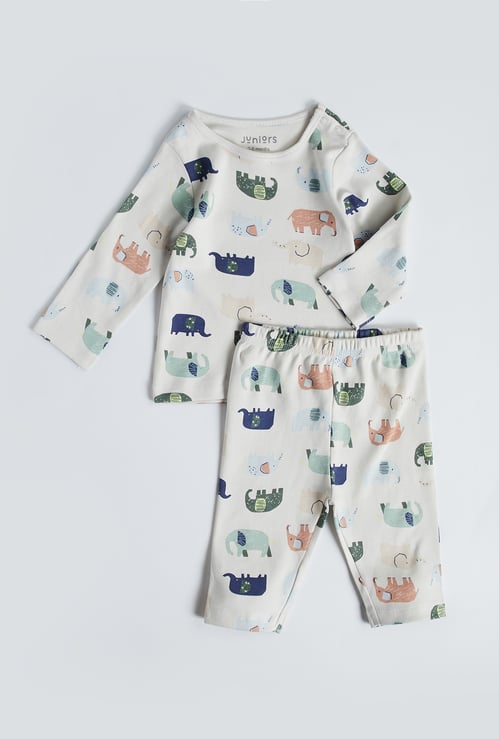 Juniors Printed T-shirt with Pyjamas Set