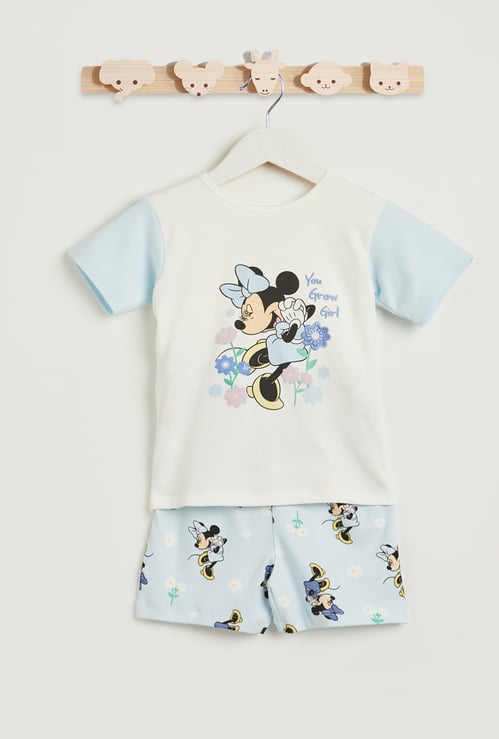 Minnie Mouse Print Short Sleeves T-shirt and Shorts Set