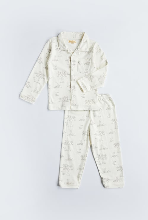 Giggles Bunny Print Shirt and Pyjama Set