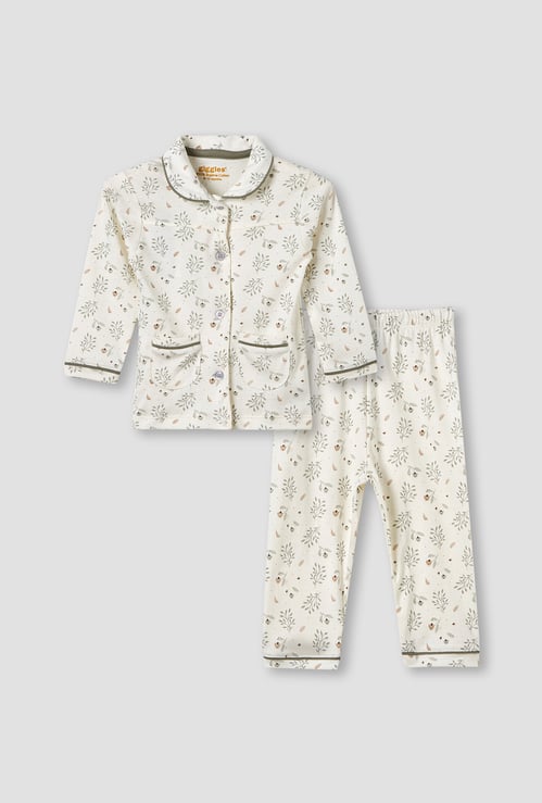 Giggles Printed Collared Neck Pyjama Set