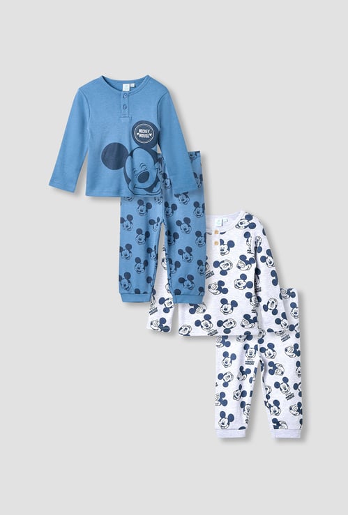 Disney Mickey Mouse Print T-shirt with Pyjamas - Set of 2