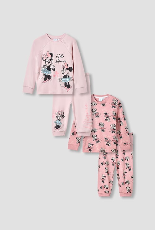Minnie Mouse Print T-shirt with Pyjamas - Set of 2