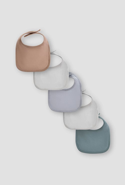 Juniors Solid Bib with Button Closure - Set of 5
