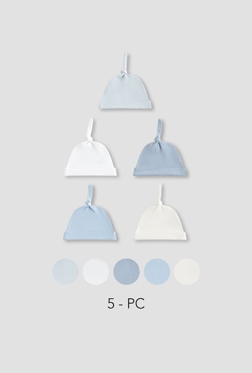 Juniors Solid Beanie with Knot Detail - Set of 5