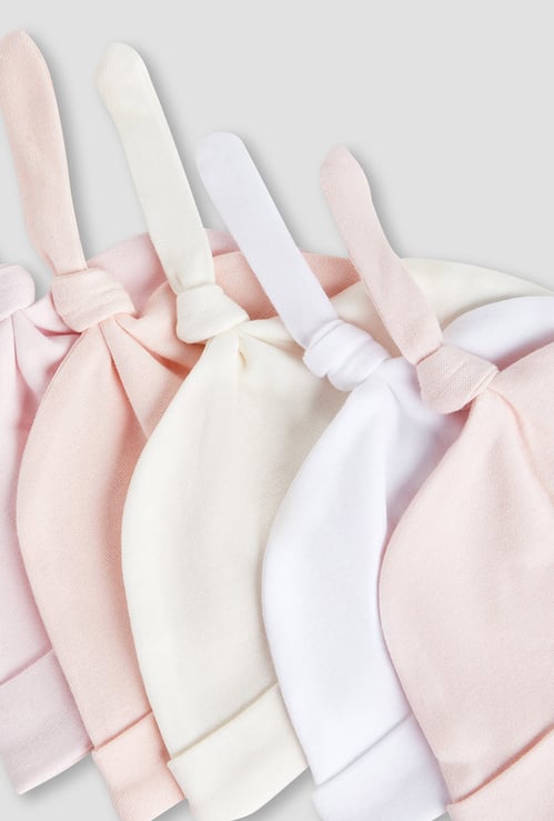 Juniors Solid Beanie with Knot Detail - Set of 5