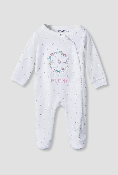 Juniors Floral Print Sleepsuit with Button Closure