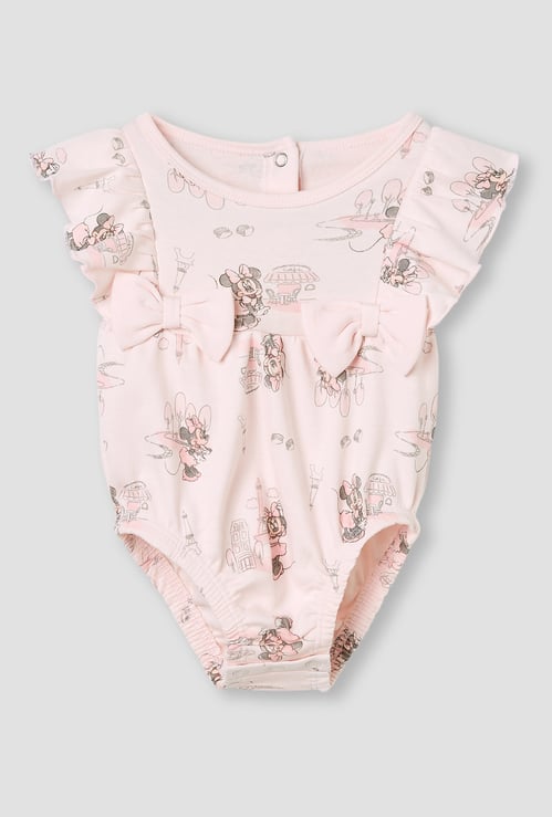 Minnie Mouse Print Bodysuit with Ruffle Sleeves