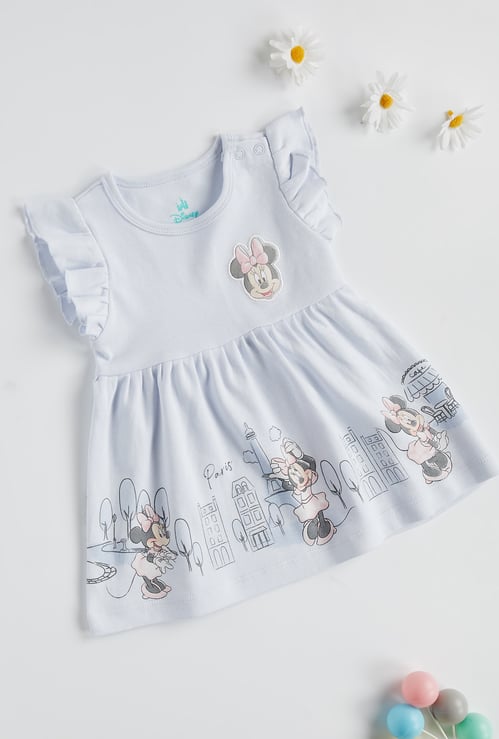 Minnie Mouse Print Cap Sleeves Dress