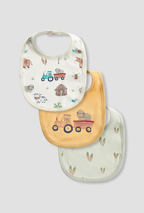 Juniors Printed Bib with Snap Button Closure - Set of 3