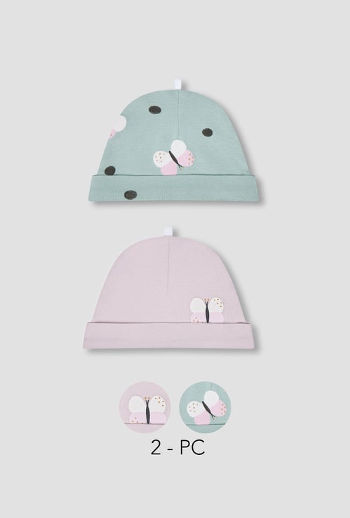 Juniors Butterfly Print Beanie - Set of 2