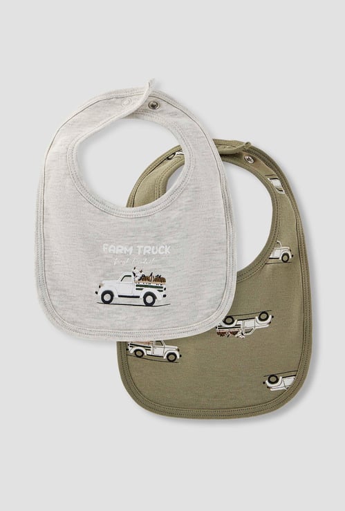 Juniors Truck Print Bib with Button Closure - Set of 2