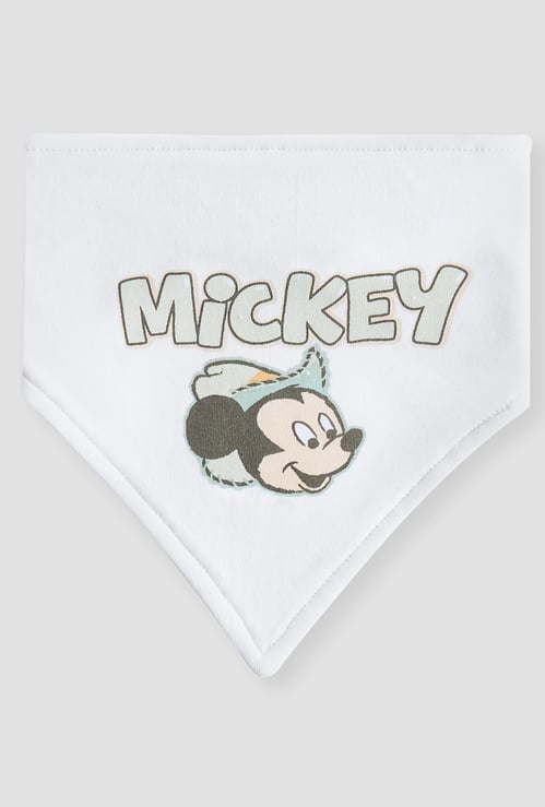 Mickey Mouse Print Bib with Button Closure