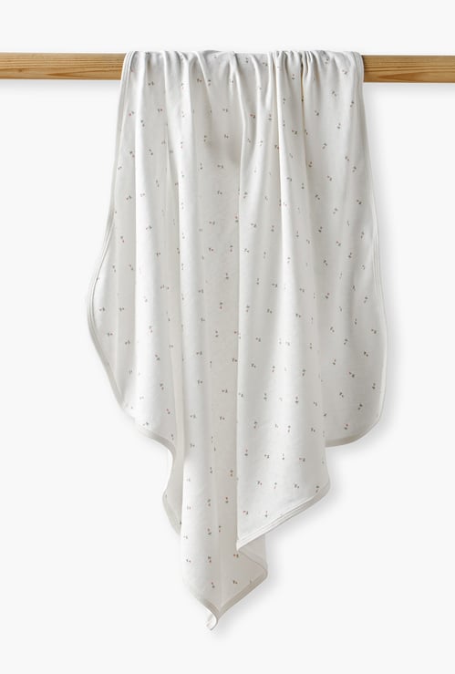 Juniors Floral Print Bunny Hooded Receiving Blanket