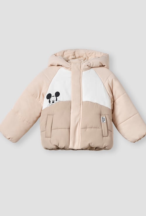 Mickey Mouse Print Hooded Jacket with Long Sleeves