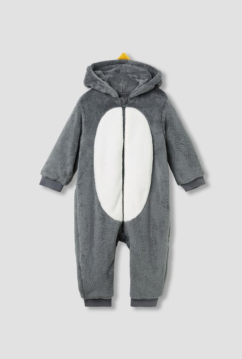 Juniors Penguin Detail Coverall with Hood and Zip Closure