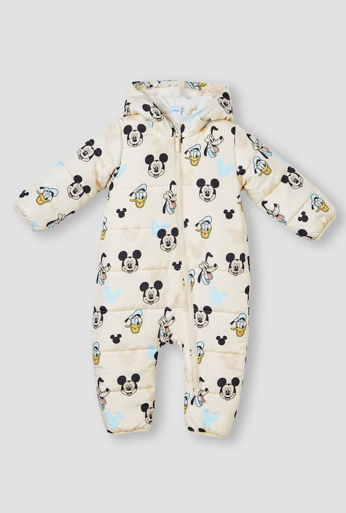 Mickey and Friends Print Hooded Coverall with Long Sleeves