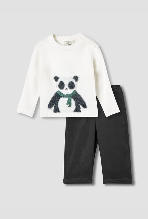 Juniors Panda Detail Sweater and Pants Set