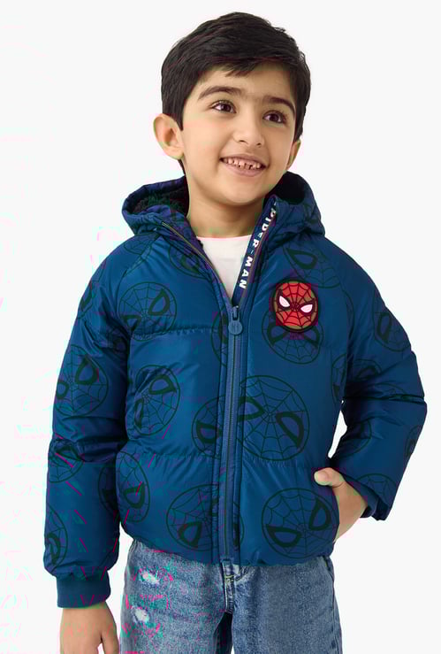 Juniors Spider-Man Print Hooded Jacket