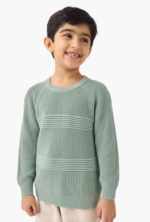 Juniors Knit Pullover with Crew Neck and Long Sleeves