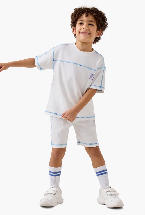 Juniors Contrast Stitch Detail T-shirt and Shorts Set