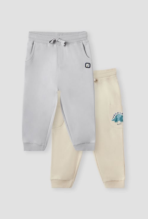 Juniors Solid Joggers with Drawstring Closure - Set of 2
