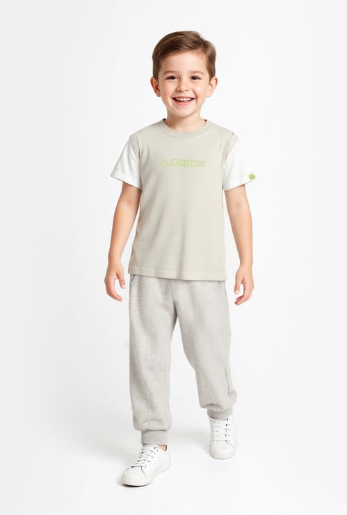 Kappa Logo Print T-shirt with Mock Sleeves