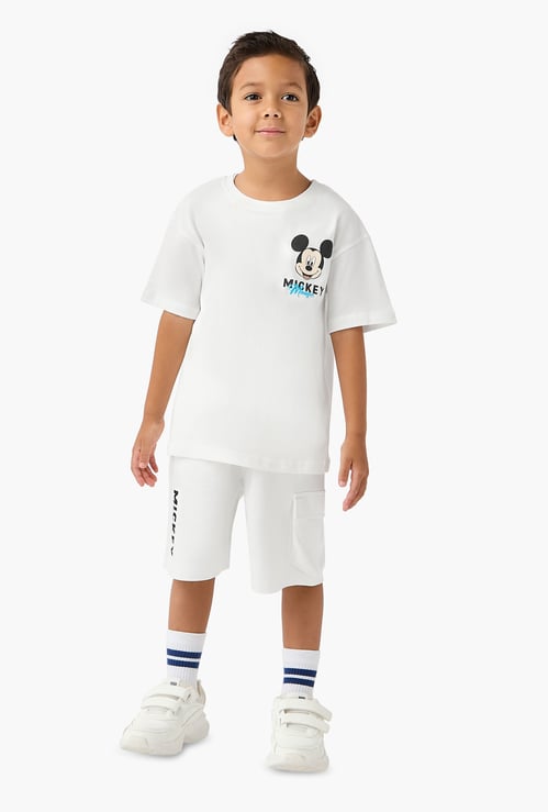 Juniors Mickey Mouse Print T-shirt and Cargo Shorts Set