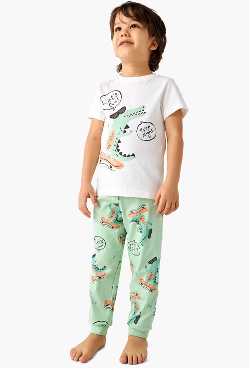 Juniors Crocodile Print T-shirt and Pyjama Set